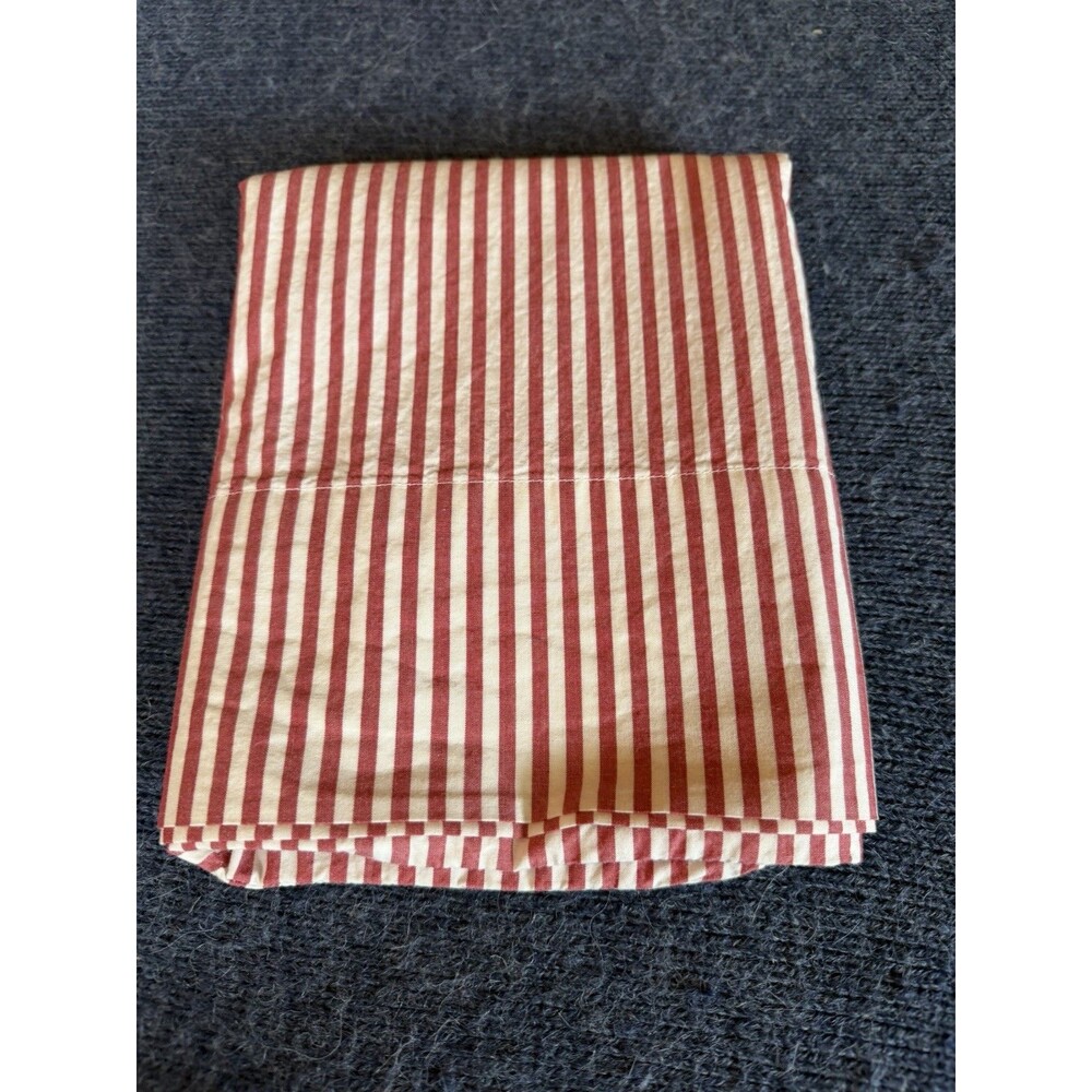 Pottery Barn Red And White Striped Standard Pillowcase (1)